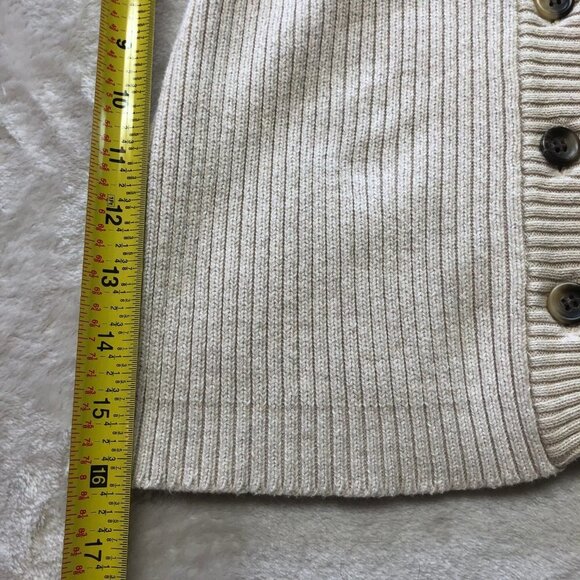 CALVIN Klein Oatmeal V Neck Button Down Ribbed Knitted Cardigan Size Large - Picture 10 of 11